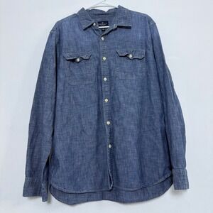 American Eagle Outfitters Mens XL Denim Blue Classic Fit Button Down‎ Shirt